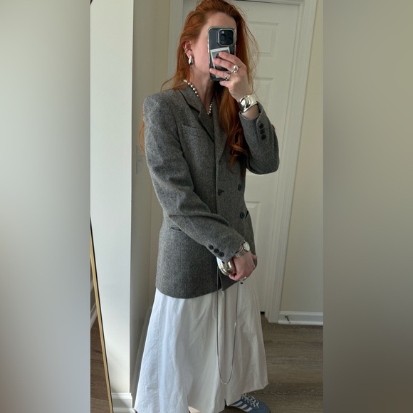 CHAUS Vintage Classic Double-Breasted Wool Blend Blazer in Heather Gray size 6 - Picture 12 of 12